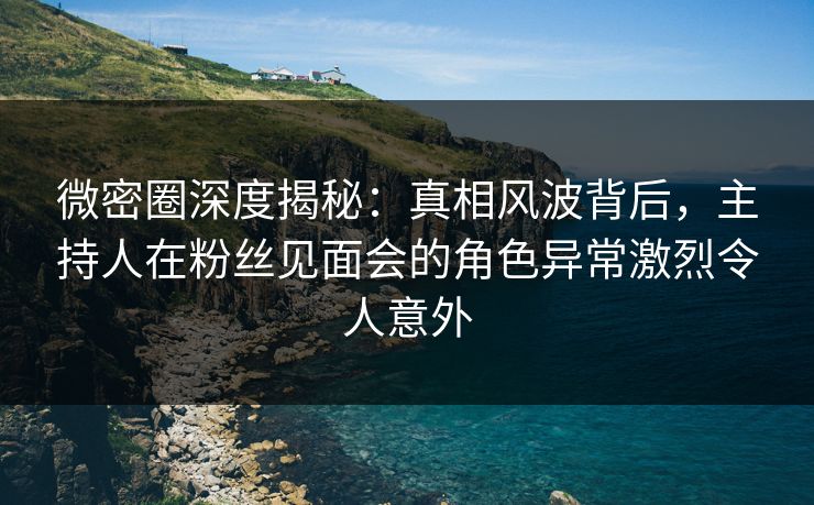 微密圈深度揭秘：真相风波背后，主持人在粉丝见面会的角色异常激烈令人意外
