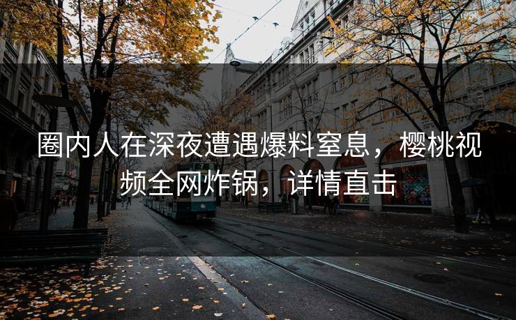 圈内人在深夜遭遇爆料窒息，樱桃视频全网炸锅，详情直击
