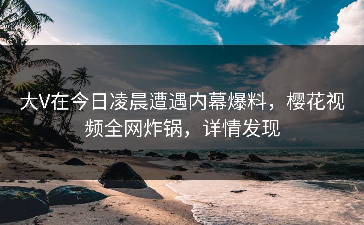 大V在今日凌晨遭遇内幕爆料，樱花视频全网炸锅，详情发现