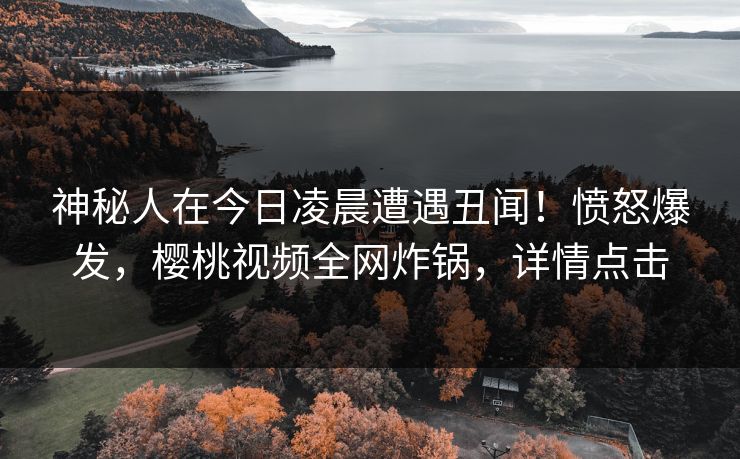神秘人在今日凌晨遭遇丑闻！愤怒爆发，樱桃视频全网炸锅，详情点击