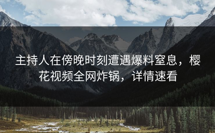 主持人在傍晚时刻遭遇爆料窒息,樱花视频全网炸锅,详情速看