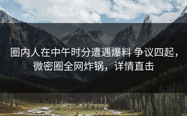 圈内人在中午时分遭遇爆料 争议四起,微密圈全网炸锅,详情直击